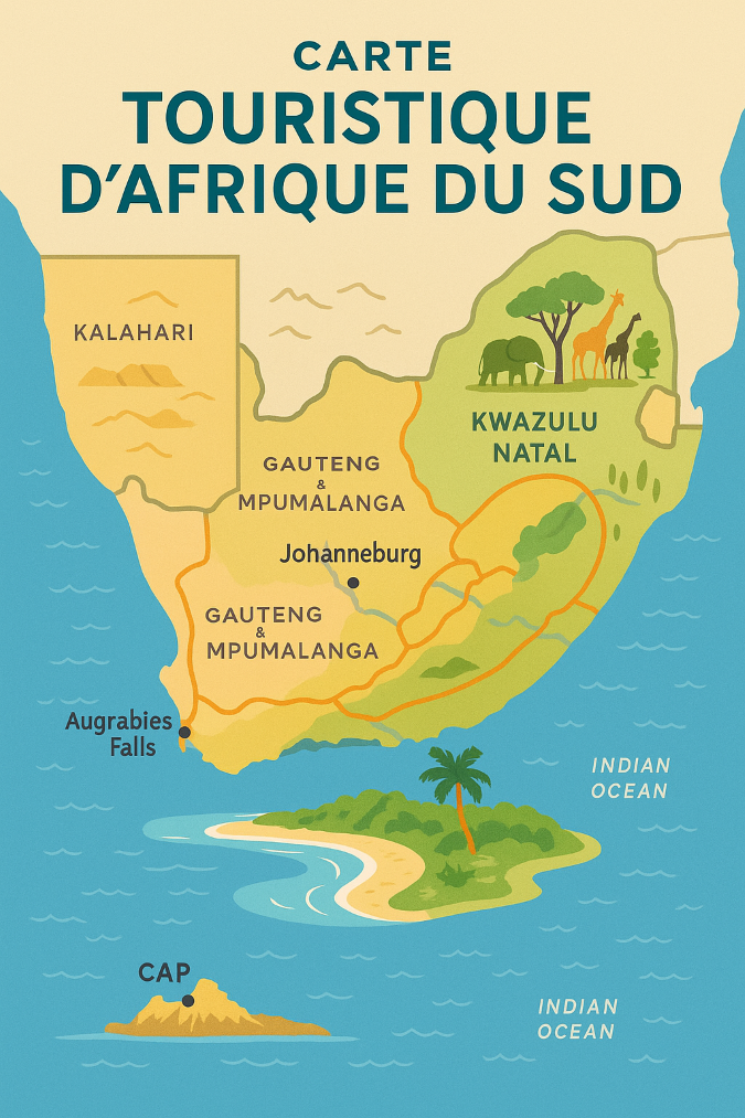 Carte touristique afrique du sud